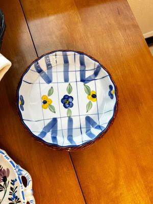 LOVELY FLORAL PRINT SERVING DISHES AND DISH TOWELS
