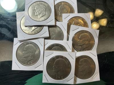 10 Eisenhower Clad Dollar Lot in AU/UNCIRCULATED Condition as Pictured.