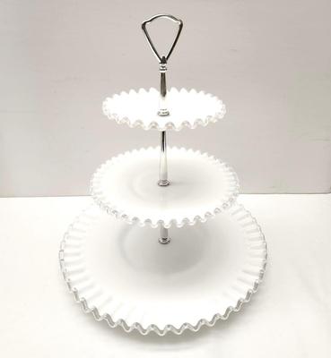 Lot #38 Fenton Silvercrest Tidbit Stand - 3 tier