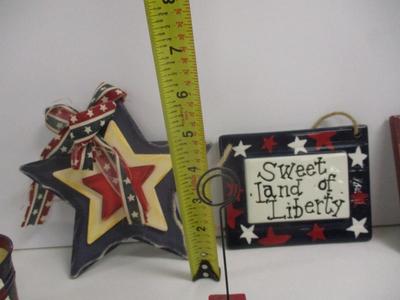 Red White & Blue American Decorations Roseville Pottery Bowl