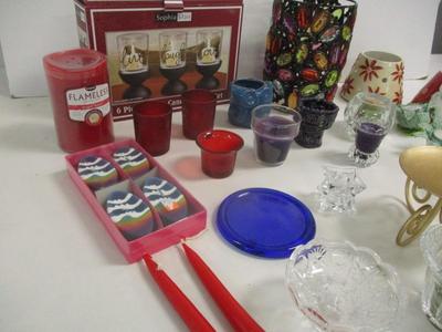 Assortment Of Candles & Candle Holders Decor
