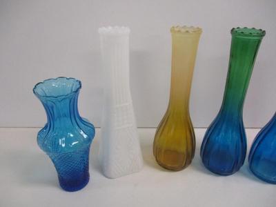 Green & Blue Jeanette Glass Bud Vase Frosted Red Vase Amber & White Vase