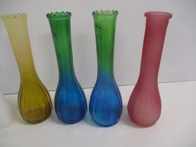Green & Blue Jeanette Glass Bud Vase Frosted Red Vase Amber & White Vase