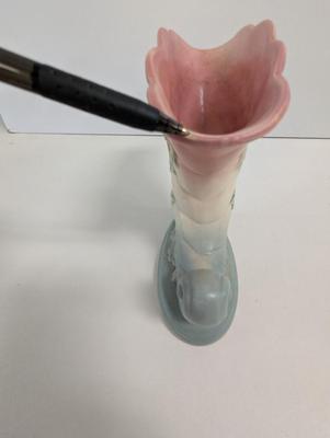 Vintage Pale Yellow McCoy Haeger Comucopia Vase & Hull Art Pottery Wildflower Pink/Blue Vase