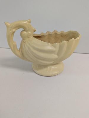 Vintage Pale Yellow McCoy Haeger Comucopia Vase & Hull Art Pottery Wildflower Pink/Blue Vase