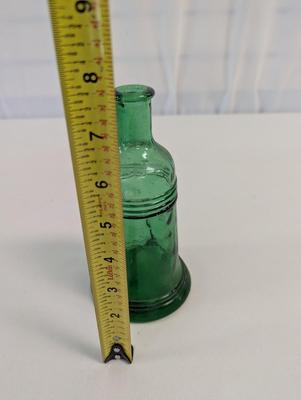 Vintage Green Glass Bottle Liberty Bell