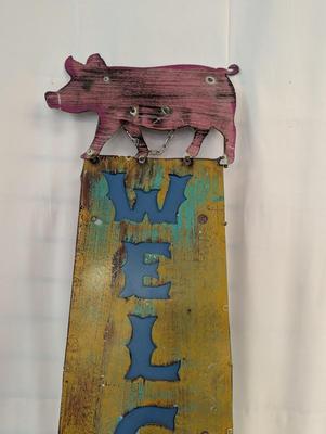 Metalwork Pig Welcome Sign