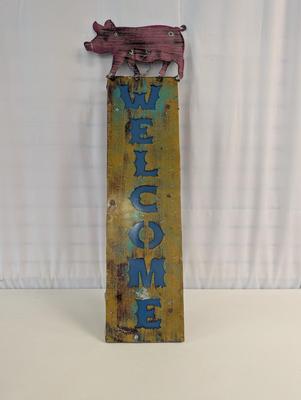 Metalwork Pig Welcome Sign