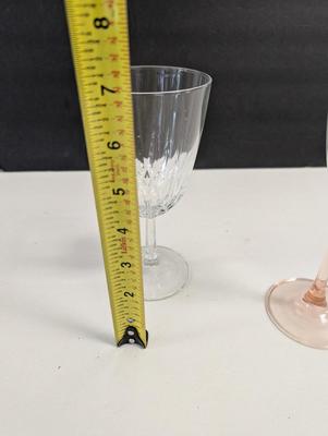 8 Clear Wine Glasses & 12 Pink Tint Champagne Goblet Glasses