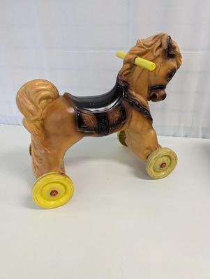 Vintage Wonder Plastic Riding Horse With Wheels