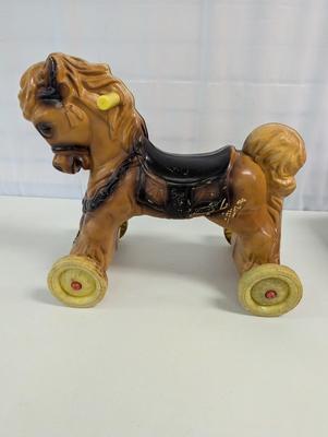 Vintage Wonder Plastic Riding Horse With Wheels