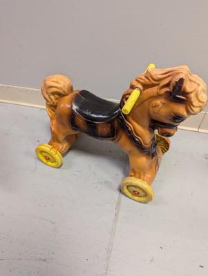 Vintage Wonder Plastic Riding Horse With Wheels