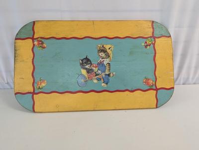 Hand Painted Wooden Kitten Art