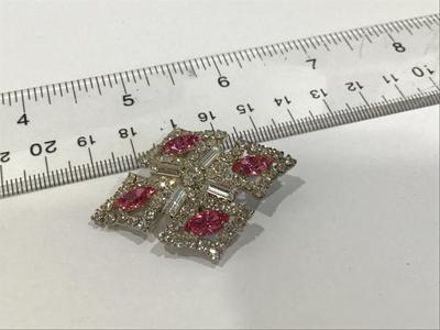 Lind Marked Rhinestone Brooch Vintage. sparkling Pink And Rhinestone