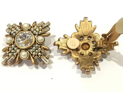 Vintage Bijoux New York Art Deco Clip on Earrings