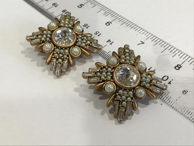 Vintage Bijoux New York Art Deco Clip on Earrings