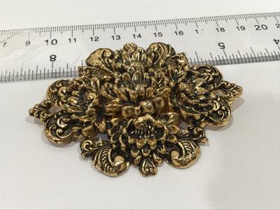 Art Nouveau Style Large Brooch Antiqued Gold Tones