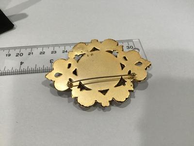Art Nouveau Style Large Brooch Antiqued Gold Tones