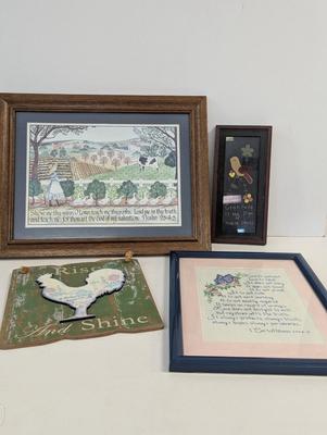 Needlepoint Spiritual & Rooster Decor