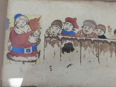 Vintage Santa & Children Art Approx 13" x 9 3/4"