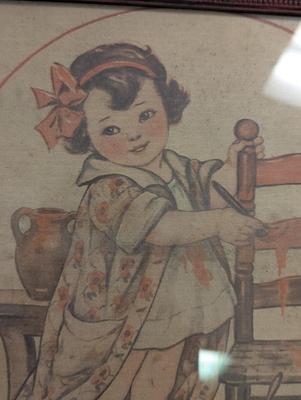 H. E. Nosworthy Augusta, Maine May 1920 Newspaper Print Framed Litho Baby & Dog An Even Exchange