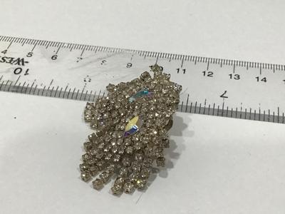 Beautiful Prong Set Aurora Borealis And Rhinestone Clip ons Tassel