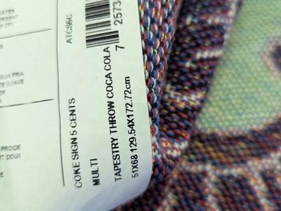 New 51" x 68" Coca-Cola 100% Cotton Blanket