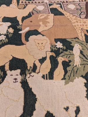 New Red Calliope Noah's Ark Blanket 100% Cotton 35 1/2" x 52"