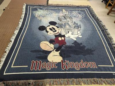 Disney Magic Kingdom 100% Cotton Mickey Mouse Blanket Approx 57 1/2" x 44"