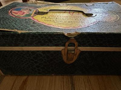 Vtg. Wooden Alphabet Blocks in Junior Miss Box