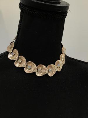 Brushed Gold Tone Faux Rhinestone Accents