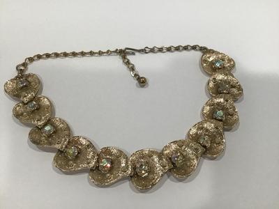 Brushed Gold Tone Faux Rhinestone Accents