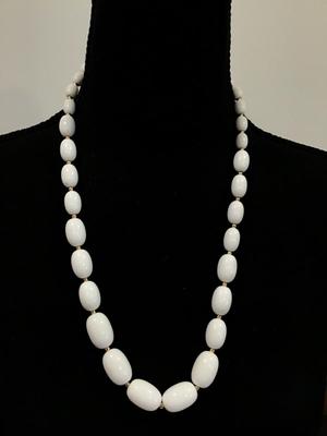 Vintage White Bead With Gold Baby Spacers Barrel Clasp