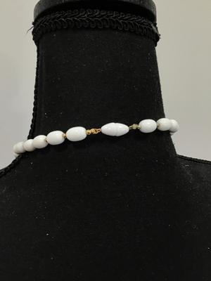 Vintage White Bead With Gold Baby Spacers Barrel Clasp