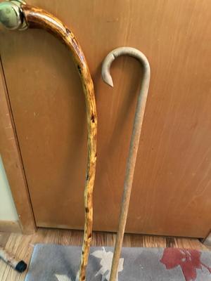 Sale Photo Thumbnail #455: 3 beautiful wood canes, walking sticks that are handcarved.