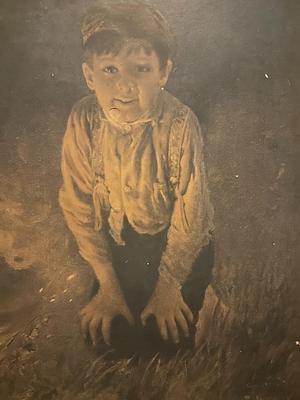 Antique 1904 "The Bonfire" Karl Witkowski Print Framed