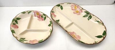 Lot #45 Lot of 2 pieces - Franciscan "Desert Rose" Divided Serving Dishes
