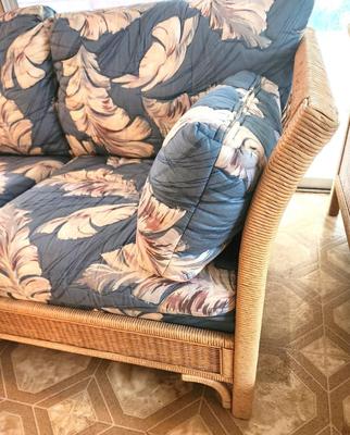 Lot #48 Vintage Rattan Sofa - floral pattern