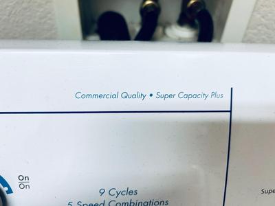 WHIRLPOOL COMMERCIAL QUALITY SUPER CAPACITY PLUS WASHING MACHINE