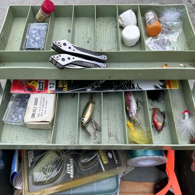 Rare Vtg. Buccaneer Travel Spinning Rod & Fish Tackle and Nets - Fishing Lot