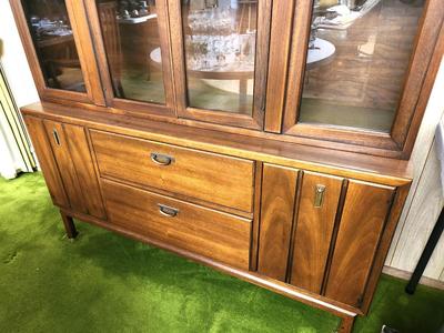 Lot #57 MCM Broyhill Walnut Hutch China Cabinet - great condition