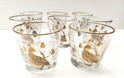Lot #60 Vintage Libbey Special Edition MCM Barware - Partridge in a Pear Tree - set of 8