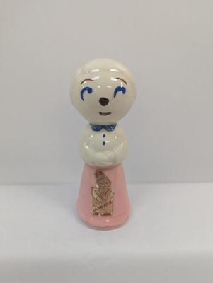 Vintage Shawnee Pottery Darn-Aide Lady Sock Darner With Original Paper Label