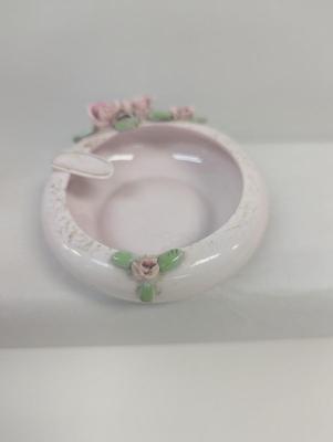 Vintage Majolica Blue Rose Pottery Pink Pitcher Lefton China Hand Painted Ashtray Mid Century Taper Holders