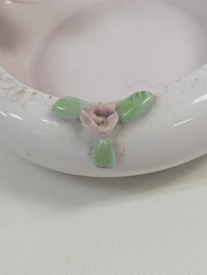 Vintage Majolica Blue Rose Pottery Pink Pitcher Lefton China Hand Painted Ashtray Mid Century Taper Holders