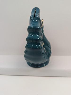 Ceramic Teal/Gold Rooster Bank