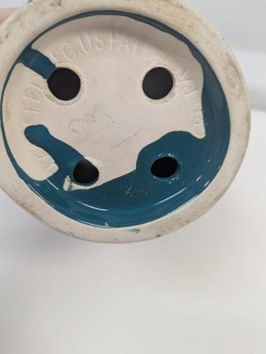 Ceramic Teal/Gold Rooster Bank