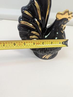 Ceramic Black/Gold Rooster Bank