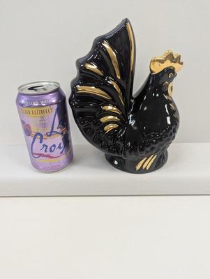 Ceramic Black/Gold Rooster Bank