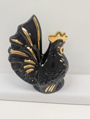 Ceramic Black/Gold Rooster Bank
